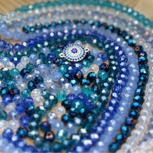 NEW- 8mm Crystal Briolette Glass Beads BULK Sea BLUES DIY Jewelry Making Crafts